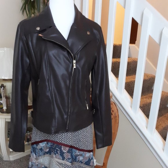 Tommy Hilfiger Jackets & Blazers - FINAL Chic Faux Leather Moto Jacket by Tommy Hilfiger M